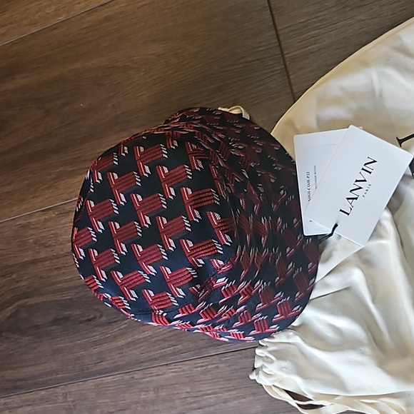 LANVIN REVERSIBLE BUCKET HAT SIZE 54 COLOR BLUE/RED - Picture 14 of 16